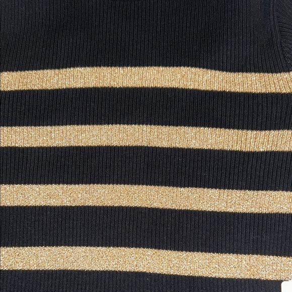 Ralph Lauren Black and Tan Striped Turtleneck Sweater - Picture 2 of 4